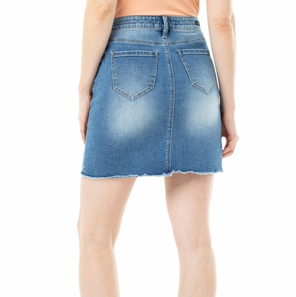 NWT Liverpool Blue Distressed Denim Skirt Size 8 - Picture 2 of 9